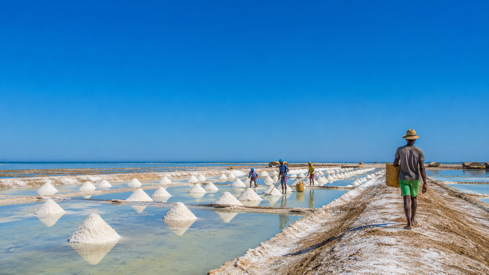 Marais salants d'Ampataka au soleil, Madagascar